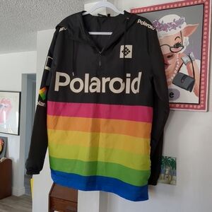 Polaroid Quarter- Zip Windbreaker Sz Large Colorful Retro